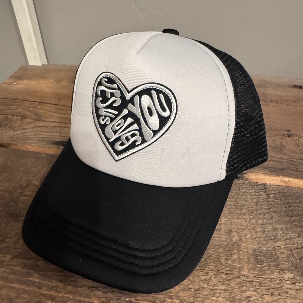 Black and White Heart Trucker Hat